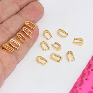 6x10mm 24 Shiny Gold Plated Pinch Bails, Pendant Bails, Charm Pinch Bails, Pendant Holder, Gold Plated Findings,   MBGMTE1257