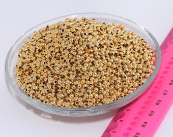 3mm 24k Shiny Gold Plated Beads, Ball Beads, Bracelet Beads, Mini Round Beads, Gold Spacer Beads, Gold Plated Findings, bal, MBGBXB331