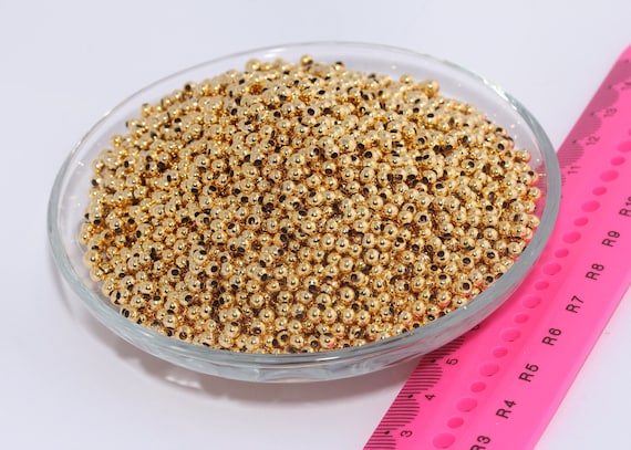 3mm 24k Shiny Gold Plated Beads, Ball Beads, Bracelet Beads, Mini Round Beads, Gold Spacer Beads, Gold Plated Findings, bal, MBGBXB331