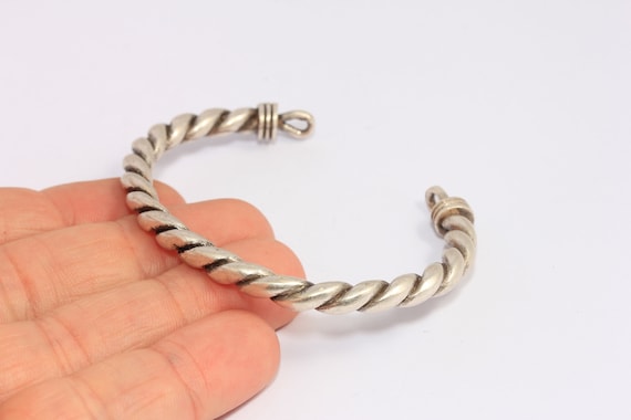 Brazalete chapado en plata antigua de mm, pulsera trenzada
