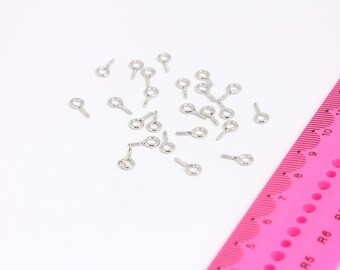 5 x 10 mm versilberte Öse Pin, Auge Pin Schraube, Kettelstifte, Auge Schraube, Silber Pin, Eye Pins Schmuck machen, versilbert Zubehör, MBGMTE5