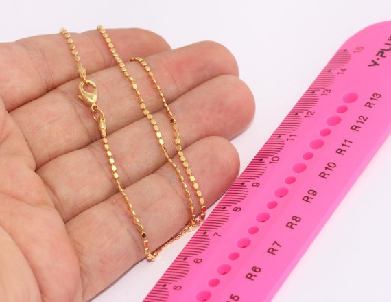17'' 24k Shiny Gold Cube Chain, Square Ball Chains, Tiny Chain, Dainty Choker Chain, Beaded Chains, Gold Plated Chains, MBGBXB312
