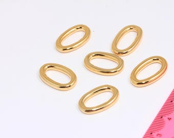 13x21mm 24k Shiny Gold Plated Oval Link Charms, Link Connector, Oval Closed Rings, Gold Plated Findings, MBGBRT257