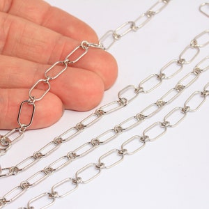 6x11mm Rhodium Plated Link Chain, Soldered Rolo Chain, Cable Chain, Chunky Chain, Oval Link Chain, Chain, Silver Plated Chains,  MBGCHK469-1