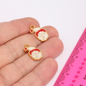 11x19mm 24k Shiny Gold Charms,  Santa Bracelet Charm, Noel Christmas Santa Charm, Gold Plated Findings, MBGSLM802