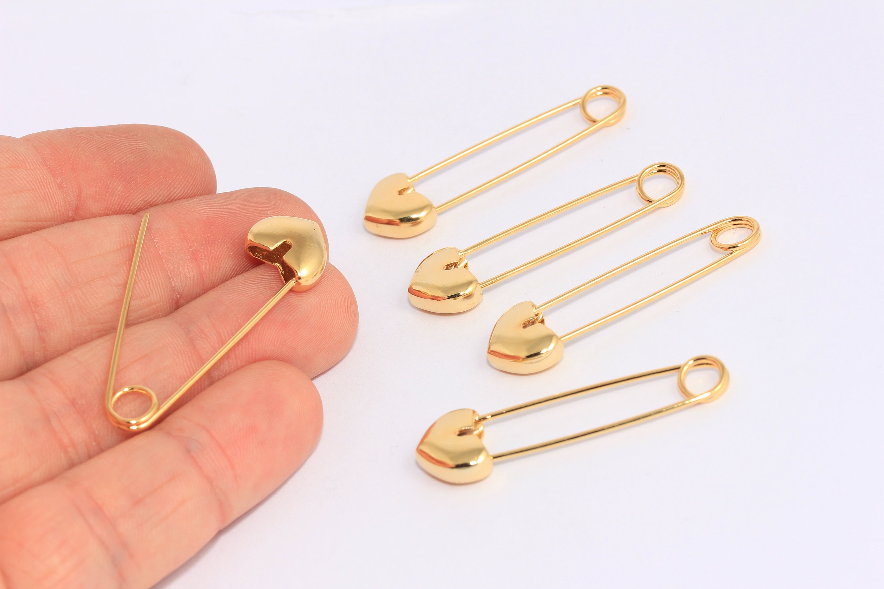 12x42mm 24k Shiny Gold Plated Safety Pin Charm, Heart Shaped Safety Pin Pendant, Safety Pin Earrings, Connector Charm, Gold Pin, MBGMTE805 12x42mm 24k Shiny Gold Plated Safety Pin Charm, Heart Shaped Safety Pin Pendant, Safety Pin Earrings, Connector Charm, Gold Pin, MBGMTE805