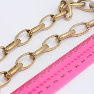 14x25mm Raw Brass Link Chain, Handmade Chain, Strong Oval Link Chain, Thick Link Chain, Oval Rolo Chain, Raw Brass Findings, MBGBXB94-1