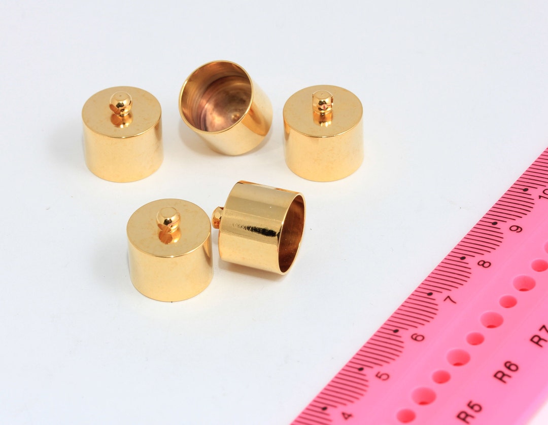 13mm Inner 24k Shiny Gold End Caps,large End Caps, Tassel End Caps