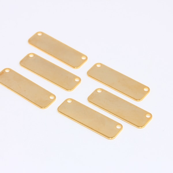 10x30mm 24k Shiny Gold Bar Pendant, Stamping Bar Pendant, Layered Necklace, Connector Charm, Horizontal Bar, Gold Plated Findings, MBGBRT650