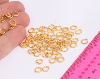 5mm 24k glanzend gouden springringen, gouden connector, open springringen, bulk gouden springringen, sieraden maken benodigdheden, vergulde bevindingen, MBGDOM3