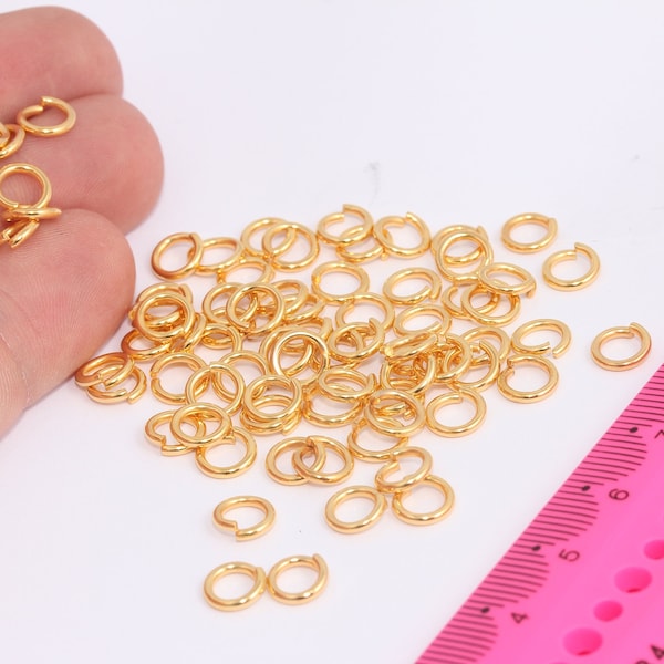 5mm 24k Shiny Gold Jump Rings, Gold Connector, Open Jump Rings, Bulk Gold Jump Rings, Jewelry Making Supplies, Gold Plated Findings, MBGDOM3