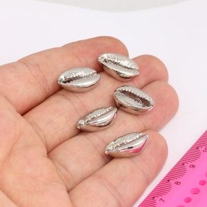 12x18mm Silver Plated Cowrie, Cowrie Charms, Shell Pendant, Silver Cowrie, Cowrie Necklace, Boho Charm,    MBGBRT352