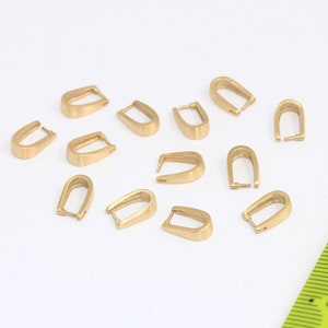 6x10mm Raw Brass Pendant Bail, Pinch Bail Necklace Pendant, Pendant Bail Connectors, Charm Pinch Bails, Raw Brass Findings, MBGCR33