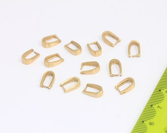 6x10mm Raw Brass Pendant Bail, Pinch Bail Necklace Pendant, Pendant Bail Connectors, Charm Pinch Bails, Raw Brass Findings, MBGCR33