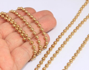 4mm Raw Brass Ball Chain, Tiny Brass Lace Ball Chain, Ball Necklace Chain, Brass Beaded Chain, Raw Brass Findings, NTR, MBGKPT54-1