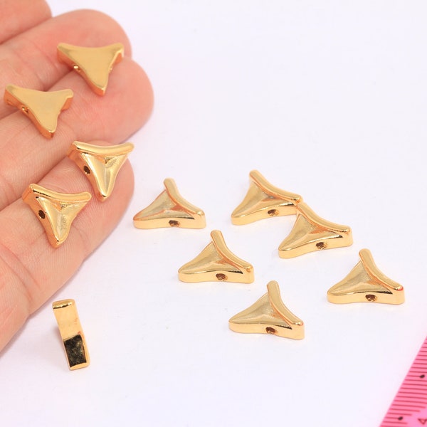 11mm 24k Shiny Gold Shark Teeth Beads, Shark Charms, Sea Animals, Shark Teeth Pendant, Necklace Charms, Gold Plated Findings, MBGSLM11