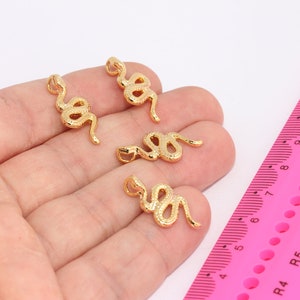 11x23mm 24k Shiny Gold  Plated Snake Charm, Snake Pendant, Snake Jewelry, Snake Necklace Charms, Gold Plated Charms, MBGAE3