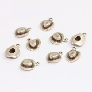 10mm Antique Silver Cowboy Charms, Cowboy Hat Charms, Western Cowboy Pendant, Cowboy Hat Necklace, Silver Plated Findings, MBGXP443
