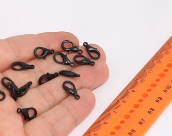 12mm Black Plated Claw Clasp, Lobster Claw Clasp, Necklace Closures, Jewelry Making Supplies, Black Plated Findings,  MBGETS69