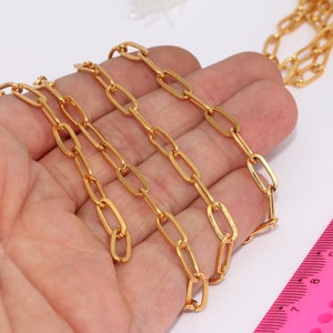 5x11mm 24k Shiny Gold Link Chain, Twisted Oval Chain, Drawn Cable Chain, Chunky Chain, Oval Cable Chain, Gold Plated Findings,,  MBGCHK656-1