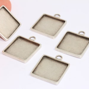 23x23mm Antique Silver Frame, Frame Pendant, Frame Settings, Rectangle Blank Pendant, Frame Blank, Antique Silver Findings, MBGETS134
