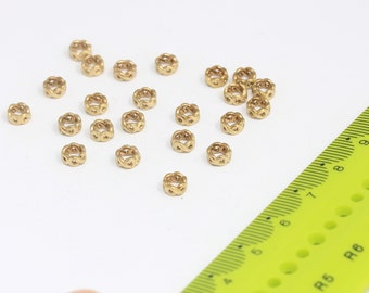5,5 mm Messing Zwischenperlen, Spacer, Geflochtene Rondelle, Runde Messingperlen, Zwischenperlen, Rohmessing Zubehör, MBGZPR318