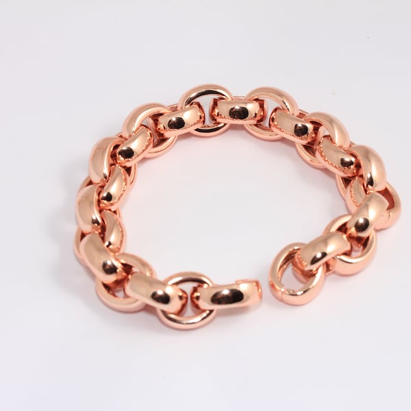 Rose Gold Plated Chain Link Bracelet, Thick Bracelet, Statement Bracelets, Optional Size Bracelets, Rose Gold Plated Findings, MBGBXB318-21