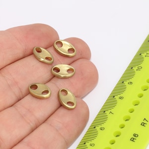 Raw Brass Button Charms, Button Connector Charms, Bracelet Beads, Two Hole Charms, Cord Connectors, Raw Brass Findings,   MBGMLS343