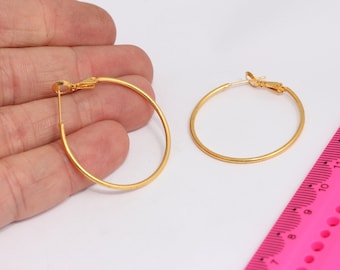 35mm 24k Shiny Gold Plated  Earring Hoops, Hoop Earrings, Earring Settings, Large Hoop Earrings, Gold Plated Earrings,   MBGCHK311