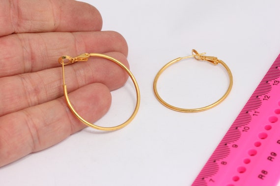 35mm 24k Shiny Gold Plated Earring Hoops, Hoop Earrings, Earring Settings,  Large Hoop Earrings, Gold Plated Earrings, MBGCHK311