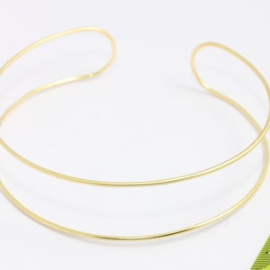 2mm Raw Brass Round Wire Necklace, Open Cuff Necklace, Tiny Brass Stacking Necklace, Double Wire Necklace, Raw Brass Findings,  MBGCHK139