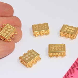 10x16mm 3 Loop Connector, Multi Strand Button Clasps, Square Bracelet Closure, MBGMGN2