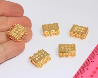 10x16mm 3 Loop Connector, Multi Strand Button Clasps, Square Bracelet Closure, MBGMGN2