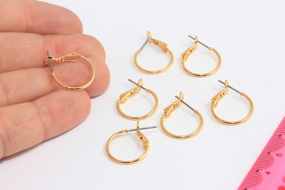 16mm Shiny Gold Lever Back Earrings, Lever Back Findings, Gold