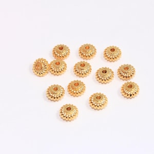 4,7x7,7mm 24k Shiny Gold Rondelle Beads, Spacer Beads, Leather Cord Bracelet Charms, Wheel Spacer Beads, Gold Plated Findings, MBGSLM474