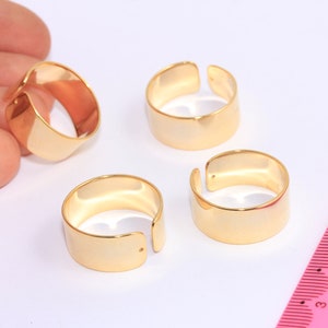 24k Shiny Gold Ring Setting, Flat Ring Settings, Gold Statement Ring, Flat Wide Rings, Ring Base, Gold Plated Findings, MBGHRN54