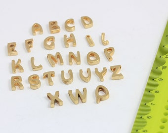 6x9mm Raw Brass Letter Charm, Initial Charm, Brass Letter Bead, Bracelet Alphabet Beads, Personalized Necklace, Raw Brass Findings, MBGHRF71