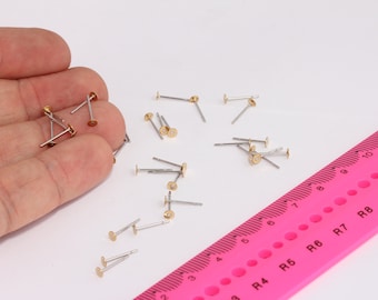 Stainless Steel Ear Posts, Raw Brass Earring Studs, Flat Stud, Flat Pad Earring Posts, Raw Bras Findings  MBGCMR63