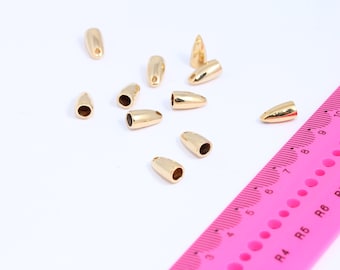 Inner Size 3,8mm 24k Shiny Gold Bead Caps, Cord End Tip, End Cap, Cone Bead Cap, Tassel End Caps, Gold Plated Findings, MBGMTE70