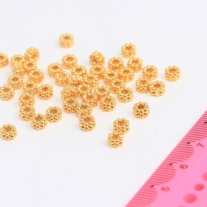 5mm 24k Shiny Gold Rondelle Beads, Spacer Beads, Leather Cord Bracelet Charms, Ball Spacer Beads, Gold Plated Findings, MBGMTE106