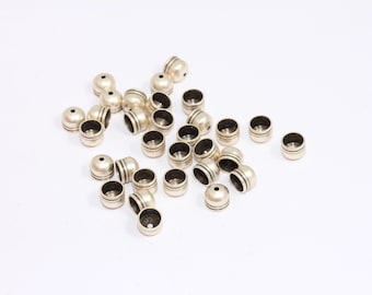 ロジウムメッキエンドキャップ、コーンビーズキャップ、内径4mm