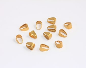 6x10mm Raw Brass Pendant Bail, Pinch Bail Necklace Pendant, Pendant Bail Connectors, Charm Pinch Bails, Raw Brass Findings, MBGZPR258
