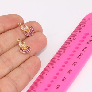 10x17mm 24k Shiny Gold Flame Charms, CZ Fire Bracelet Charms, Flame Pendant, Fire Pendant Necklace MBGBRT893