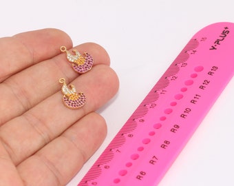 10 x 17 mm 24 kt glanzende gouden vlambedels, CZ Fire-armbandbedels, vlamhanger, vuurhangerketting MBGBRT893