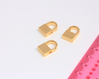 11x18mm 24k Shiny Gold Padlock Charms, Mini Lock, Opening Padlock Charm, Love Lock, Gold Lock Necklace, Gold Padlock Pendant, MBGCHK262-8