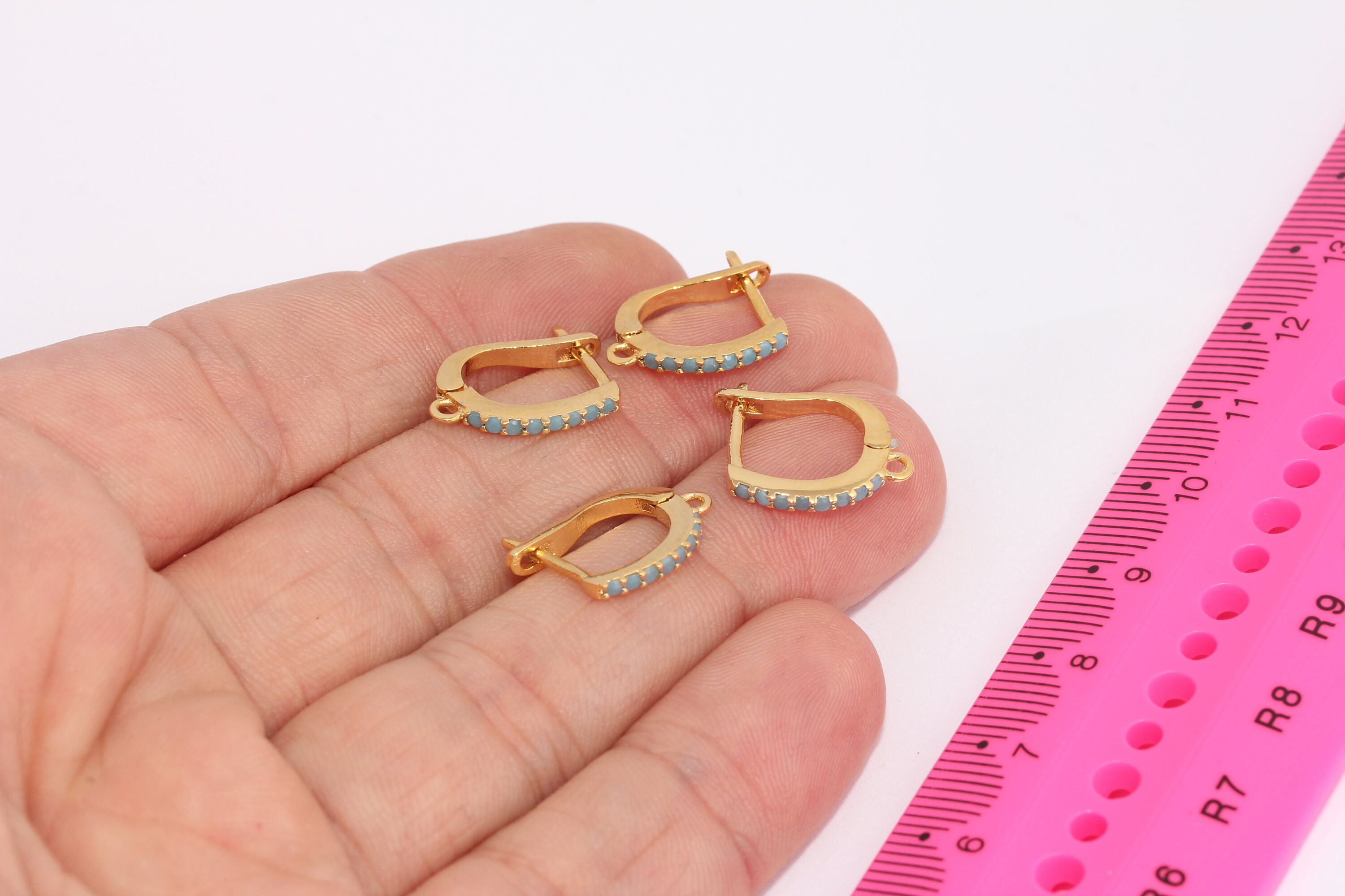 24k Shiny Gold Plated 13x18mm  Micro Pave Earrings, Huggie  MBGMLS631