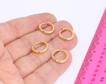 Aretes de palanca trasera de oro brillante de 24 k de 14 mm, palanca trasera simple, MBGMLS258