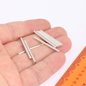 2x30mm Silver Plated Tubes, Tube Beads, Long Tube Charms, Bracelet Cord Tubes, Spacer Tubes, Silver Plated Findings,  MBGCR105