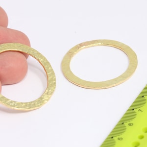 38mm Raw Brass Closed Rings, Hammered Connector Charms,   MBGXP491
