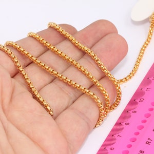 3mm 24k Shiny Gold Box Chain, Soldered Chains, Bulk Lot Chain,  Gold Necklace Chain, Gold Plated Chains, MBGCHK712-3